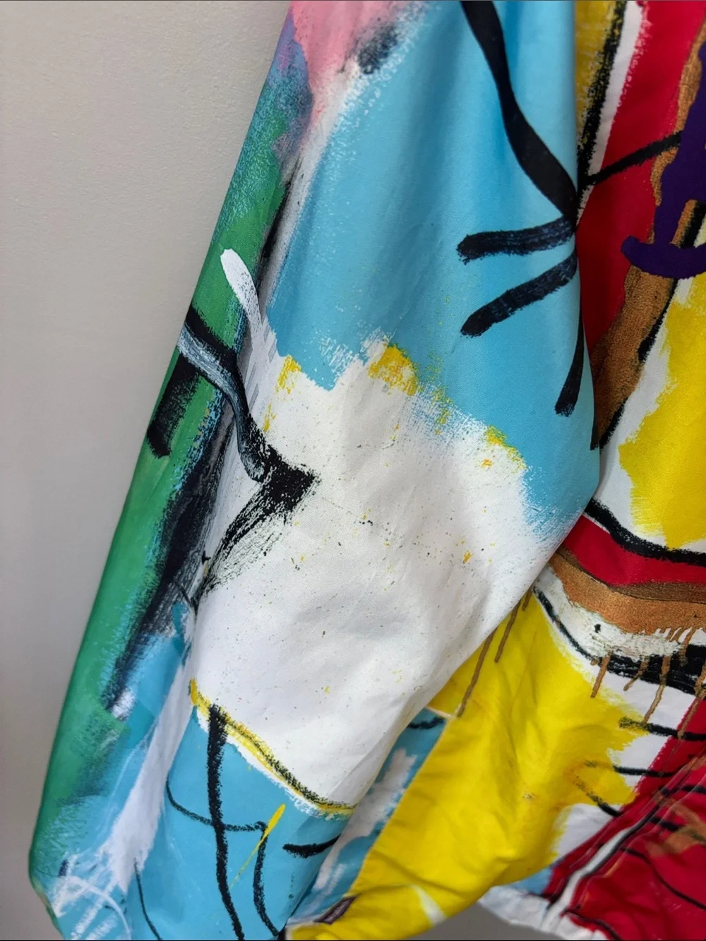 Jean-Michel Basquiat x Members Only Multi-Color Windbreaker Hooded Jacket sz L